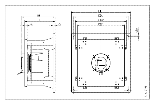 Габаритные размеры Ziehl-abegg GR28V-6IK.BF.1R